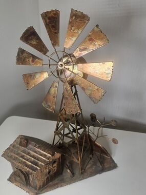 Copper Windmill Home Art Sculpture - Copper Finish